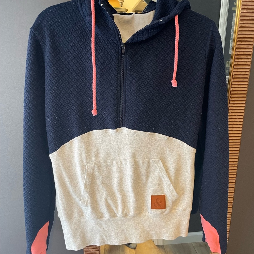 & quilted quarter zip hoodie sweatshirt